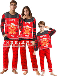 IFFEI Matching Family Pajamas Sets Christmas PJ's Letter Print Top and Plaid Bottom Sleepwear Jammies with Pockets