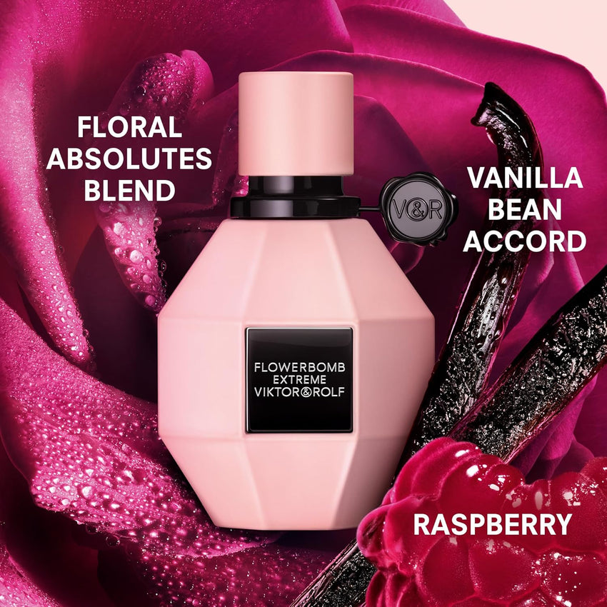 Viktor&Rolf - Flowerbomb Extreme - Eau de Parfum Intense Womens Perfume - Intense & Floral - With Raspberry, Jasmine, Rose, Orange Blossom & Vanilla Bean