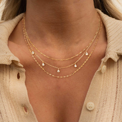 Layered Necklaces for Women, Dainty 14K Gold Plated Circle Peadant Chain Necklace Set Simple Paperclip Stacked Necklaces for Women Trendy Gold Jewelry