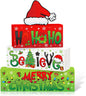 4 Pcs Christmas Table Decor Wooden Hot Cocoa Decoration Christmas Centerpiece Winter Tiered Tray Decor Decorative Red Hot Cocoa Block Signs Gift Farmhouse Xmas Decoration for Home Kitchen