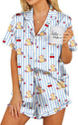 Ekouaer Womens Satin Pajamas Set Button Down 2 Piece Silk Pjs Shorts Set Ruffle Lingerie Notch Collar Sleepwear
