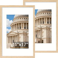 Vittanly 8x10 Picture Frame Set of 2, Solid Wood Frame for Wall or Tabletop, Display Photo 5x7 with Mat or 8x10 without Mat, Natural