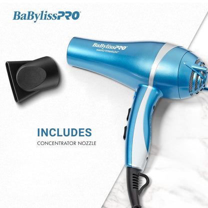 Nano Titanium 2000-Watt Blow Dryer with Concentrator Nozzle, Professional Grade Ionic Corded Styling Tool for Hair