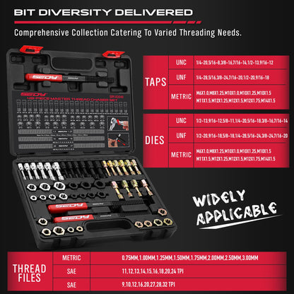 Thread Repair Thread Chaser Tool Set - 49PCS Thread Cleaner Rethreading Master Kit Metric SAE Bolt Restorer File Nut Rethreader Automotive Wheel Stud Spark Plug Engine Standard Screw Threading UNC UNF