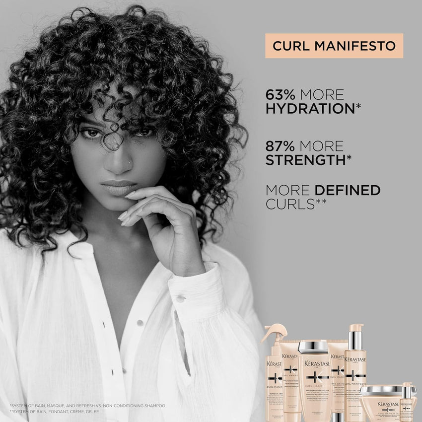 Kerastase Curl Manifesto Crème de Jour Fondamentale Hair Cream - Leave In Treatment & Heat Protectant, Controls Frizz & Enhances Curls, 5.07 Fl Oz
