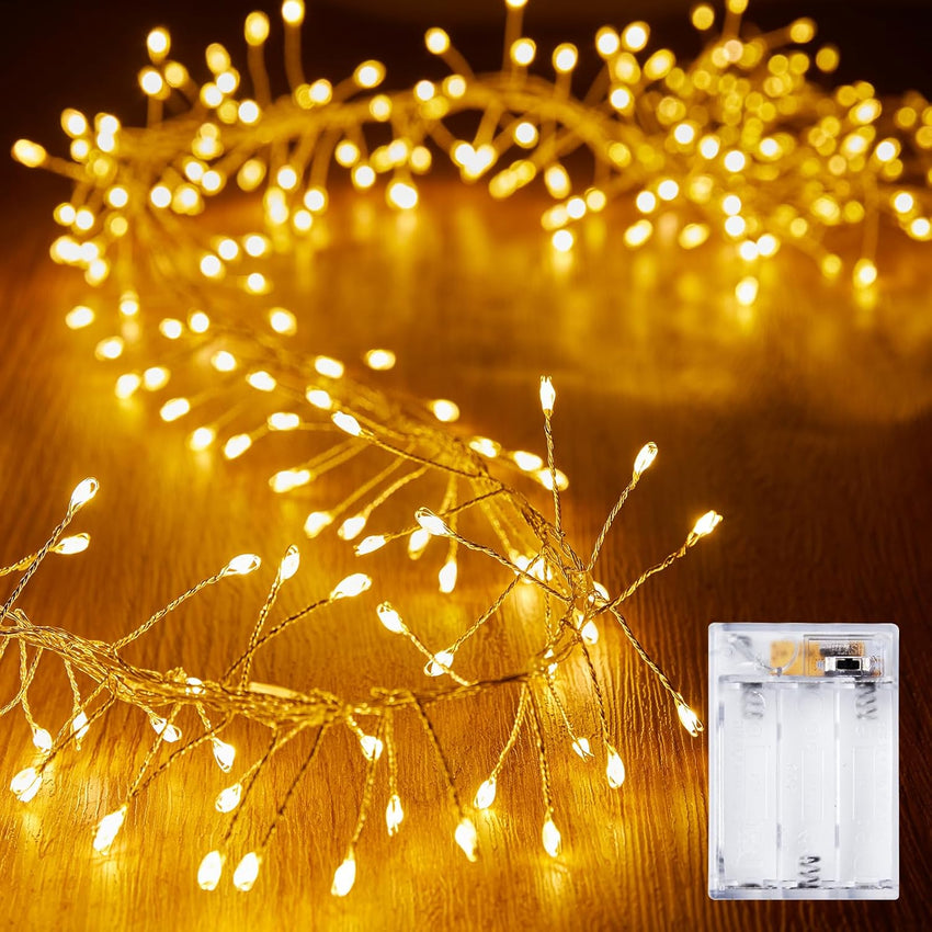 Brightown Fairy Lights Battery Operated, 10Ft 120 LED Firecracker String Lights, Waterproof Silver Wire Starry Firefly Light for DIY Wreath Weeding Indoor Outdoor Christmas Decorations