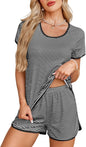Hilinker Womens Sexy Pajama Set Ruched Lace Trim Cami and Shorts Summer Cute Pjs 2 Piece