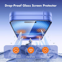 UNBREAKcable 3-Pack Screen Protector for iPhone 16/15, Shatterproof Tempered Glass [Easy Installation Frame] [99.99% HD Clear] [Case Friendly] [9H Hardness] [Full Coverage] for Apple 6.1 inch