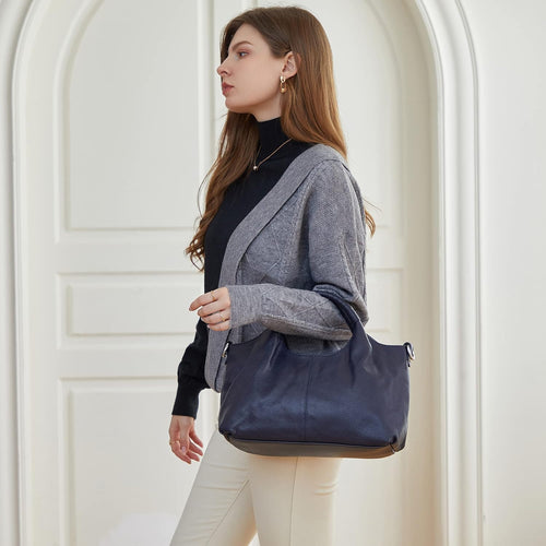 Iswee Genuine Leather Shoulder Bags Purses and Handbags for Women Satchel Designer Cross Body Hobo Medium Size Tote