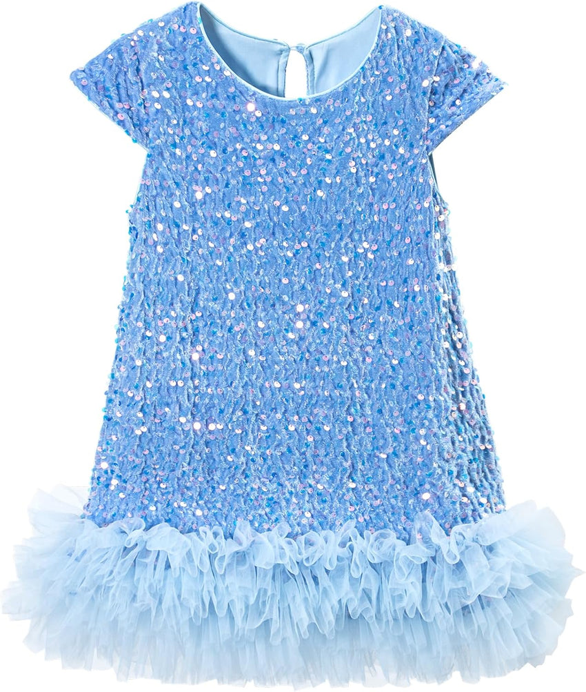 Tutu.kk Toddler Girls Sequin Dress A-Line Sparkly Sleeveless Wedding Gown Party Dresses for Girls