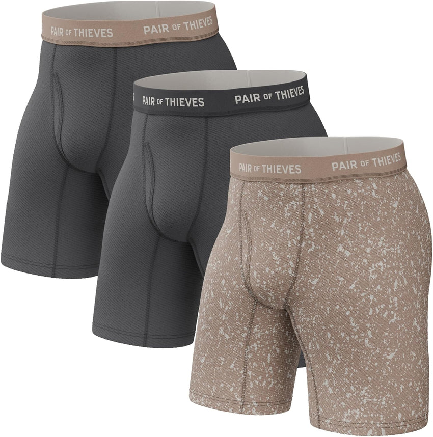 Pair of Thieves Men’s Long Boxer Briefs – Soft, Breathable, Quick Dry Underwear with 4-Way Stretch – Multi-Pack