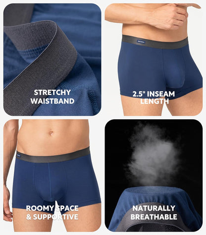 DAVID ARCHY Mens Trunks Underwear Soft Breathable Rayon Made from Bamboo Trunk No Fly Pouch