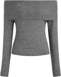 CIDER Women’s Off Shoulder Knitted Long Sleeve Tops Fall Pullover Sweater