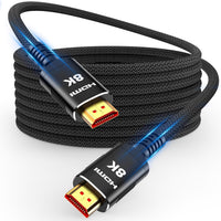 Snowkids 8K HDMI 2.1 Cable 3.3 ft, Non-Slip Nylon Braided, 48Gbps Ultra High-Speed HDMI Cables Cord, 10K 8K@60Hz, 4K@120Hz Compatible for TV/PS-5/X-box/Projector/Sound System & More