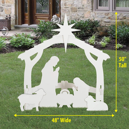 All-Weather Outdoor Nativity, Waterproof, Made in USA, Over 4ft Tall, Durable Material, Simple Assembly, Easy Storage, Yard Nativity Set