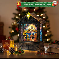 Nativity with Star Musical Lighted Water Creche with Swirling Glitter, Christmas Snow Globe Nativity Manger for Xmas with Music, Holiday Decorations Gifts for Family, Children or Friends