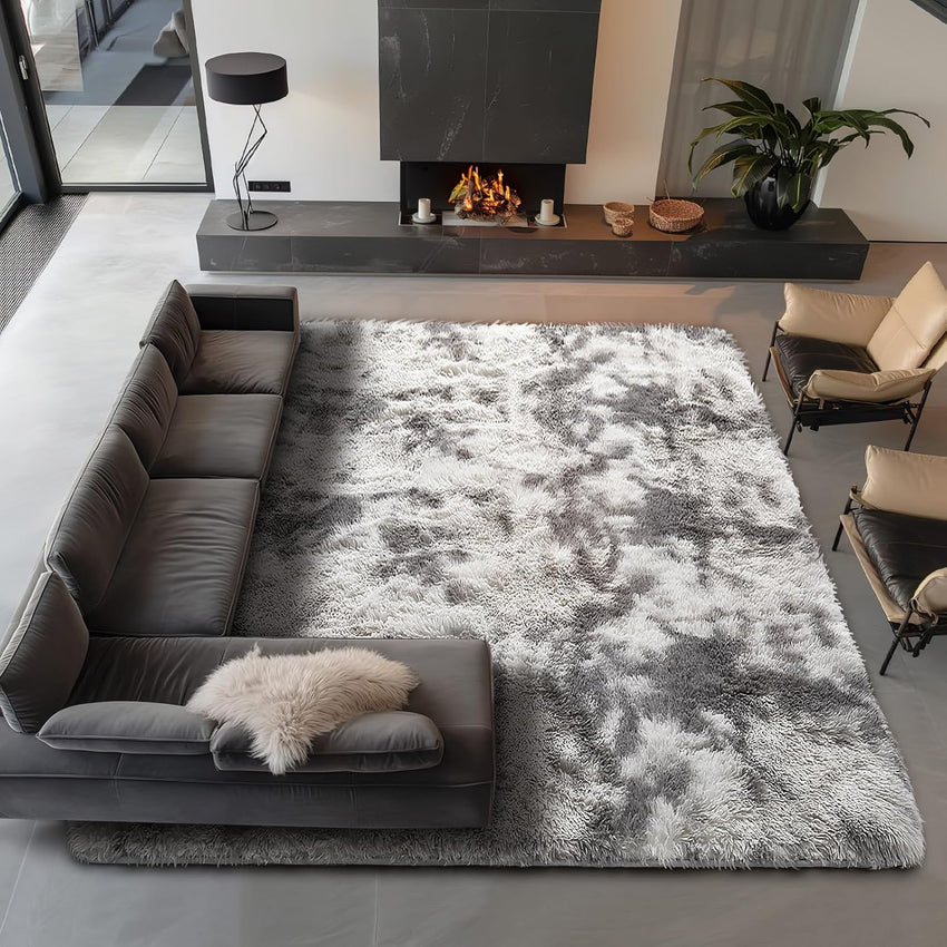 Ophanie Area Rugs for Living Room Bedroom, Upgrade Non-Slip Fluffy Soft Grey Shag Carpet, Indoor Floor Gray 4x6 Fuzzy Shaggy Living Room Plush Rug for Kids Home Dorm Decor Aesthetic