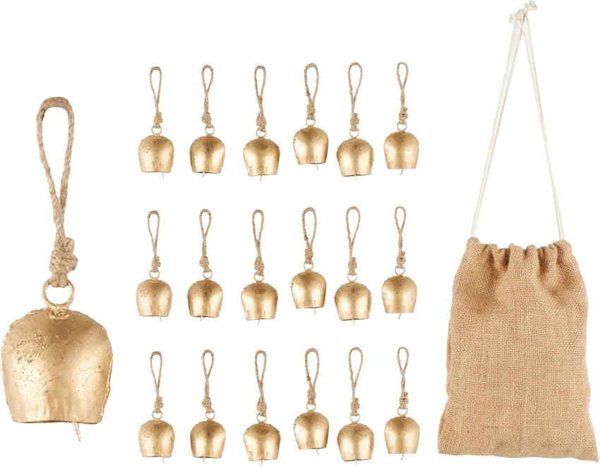 Deco 79 Rustic Metal Cowbell Decorative Bells, 4" x 3" x 29.01", Gold