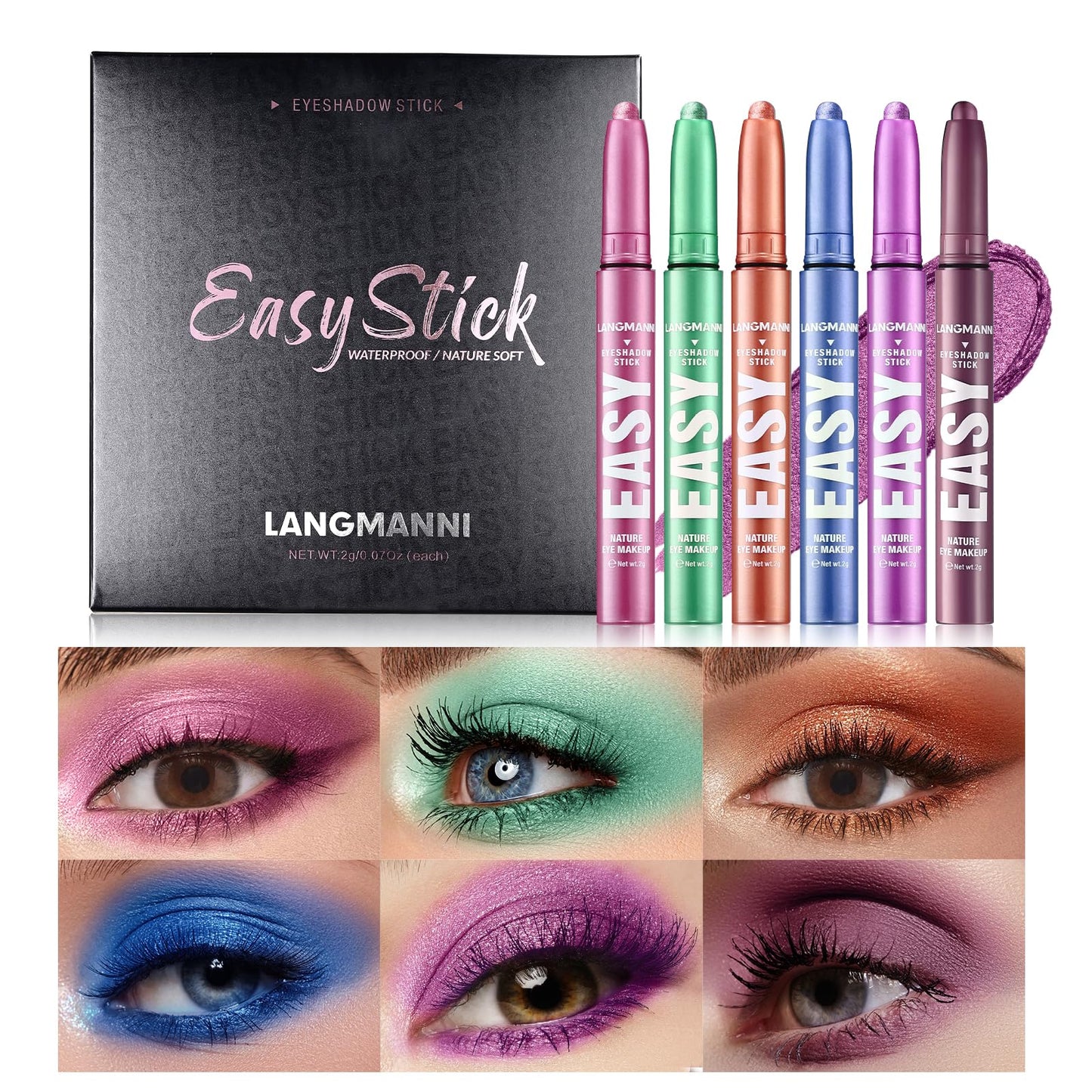 Jolilab Eyeshadow Stick Set, 8 Colors Matte Professional Bright-Colored Contouring and Highlight Eyeshadow Stick, Cream Waterproof Long Lasting High Pigmented Eye Shadow. (8, EYESHADOW B)