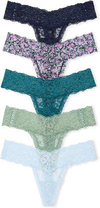 Victoria's Secret Women's Lace Thong Underwear, Panties for Women, Multi Pack (XS-XXL)