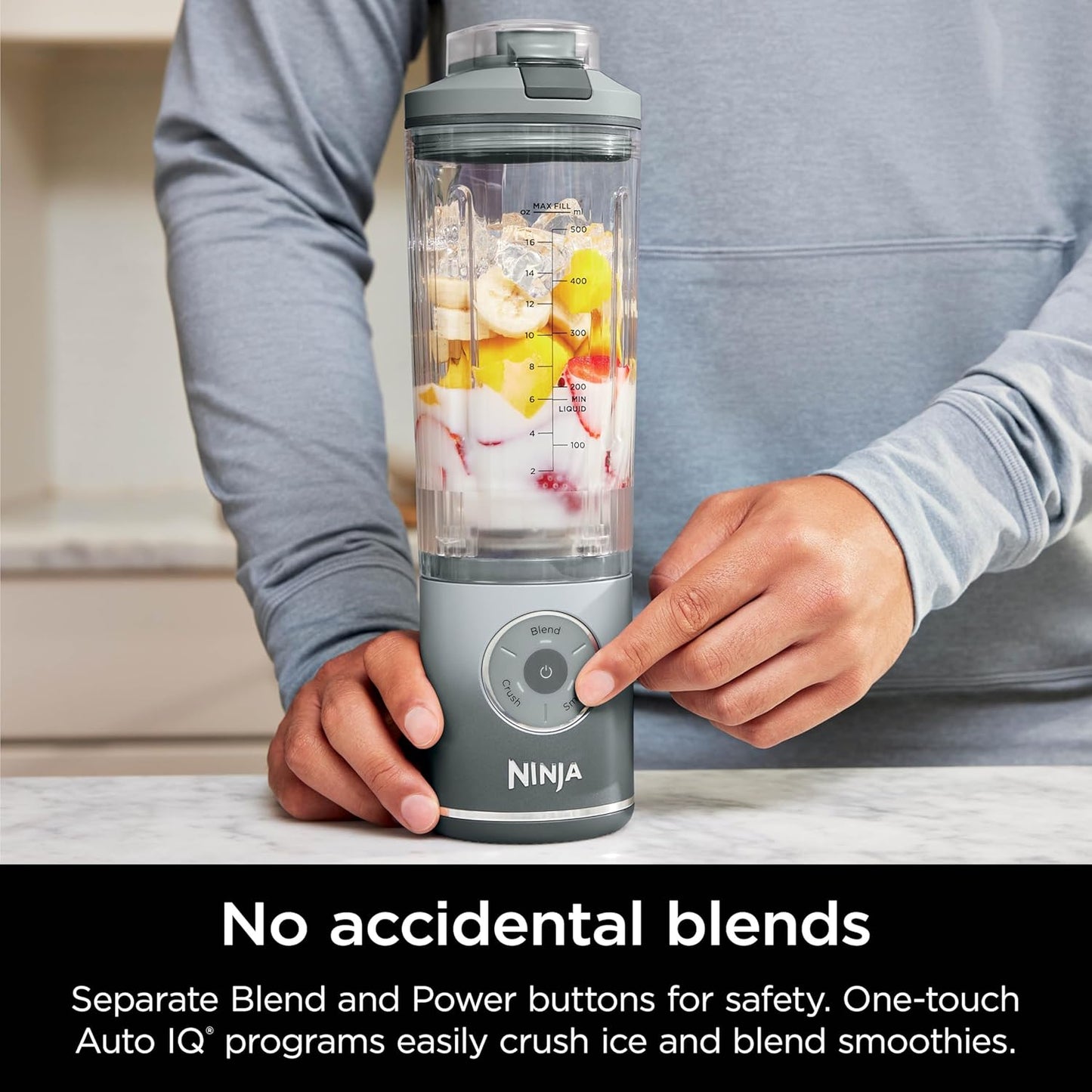 Ninja Blast Max, Portable Blender + Twist & Go, Personal Smoothie, Blend, Ice Crush, 3 Programs, Cordless, 22 oz removable Vessel, Dishwasher Safe, Leakproof, Silver, BC251SL