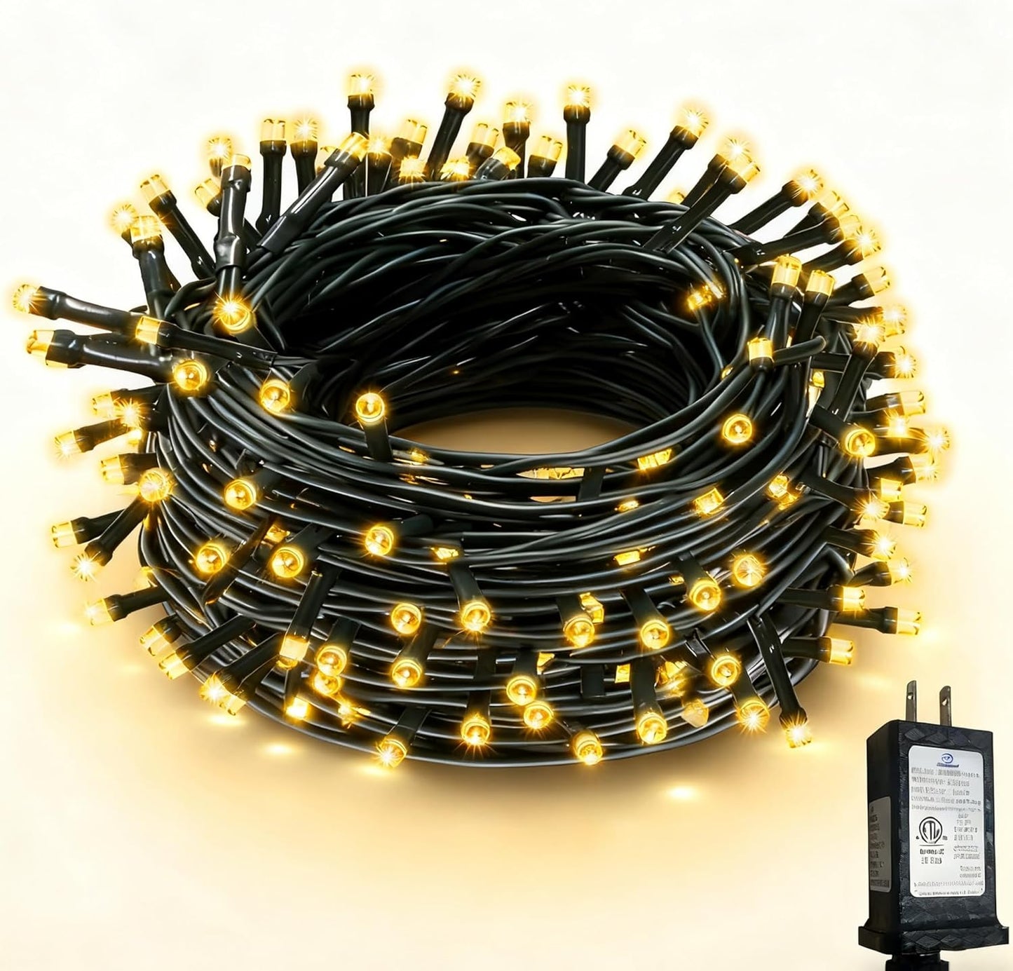 RPGT Christmas Light 1000 LEDs 336ft Green Cable Wire Fairy String Tree Twinkle Lights Plug in 12 Modes for, Outdoor, Garden, Wedding, Christmas Party, Home Decoration (Warm White)