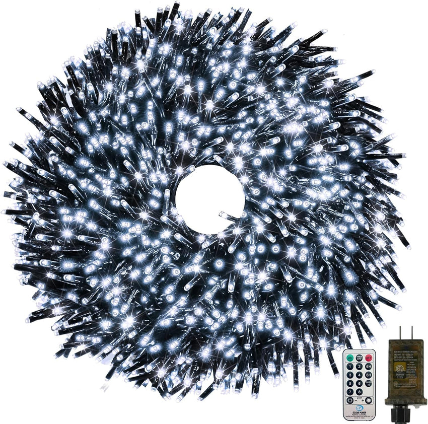 50FT 1000 LED Christmas Cluster Lights, Firecracker String Lights with Remote & 8 Modes & Timer, Waterproof Fairy Twinkle Light Plug in for Indoor Outdoor Party Garden Xmas Tree Decoration, Warm White