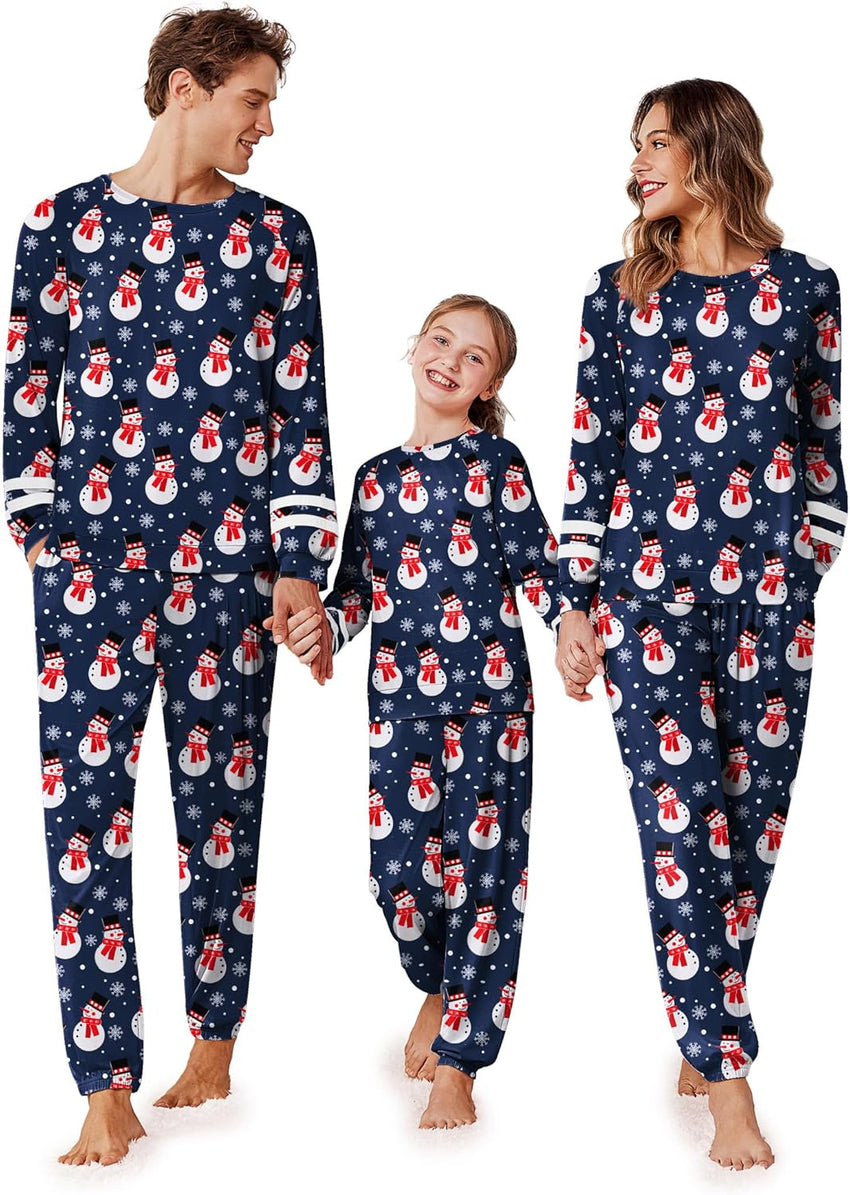 Ekouaer Family Christmas Pajamas Matching Sets Long Sleeve Couple Pjs Holiday Sleepwear Soft Loungewear with Pockets
