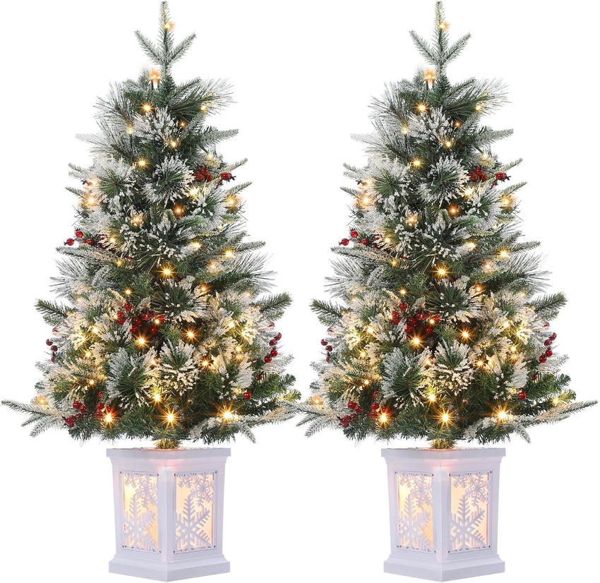 3 Ft Pre-Lit Christmas Tree, Artificial Christmas Trees with Lighting, Xmas Trees with 78 Led Lights, Christmas Decoration for Home, Office, Easy Assembly