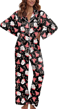 Ekouaer Pajamas For Women Set Silk Pjs 2 Piece Satin Sleepwear Long Sleeve Button Down Lounge Sets With Pant