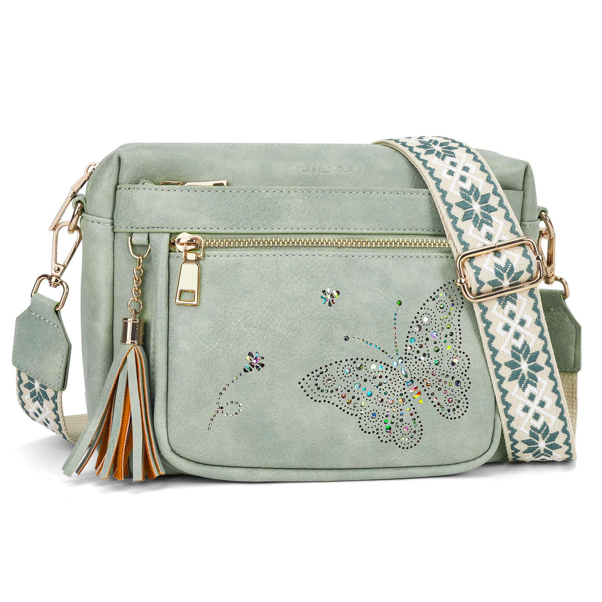 KITEVIUN Crossbody Bags for Women Trendy Leather Crossbody Purse Shoulder Handbags Butterfly Design