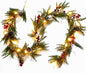 Christmas Garland 6FT 20 LED Bulbs Cypress Pine Garland with Lights Battery Operated with Timer Bells Red Berries Pinecones Green Garlands Decoration for Xmas Holiday Thanksgiving New Year Home Decor