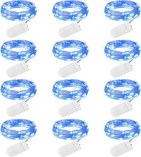 Brightown 12 Pack LED Fairy Lights Battery Operated String Lights - 7ft 20LED Waterproof Silver Wire Firefly Starry Moon Lights for DIY Crafts Wedding Table Centerpieces Party Bedroom Christmas