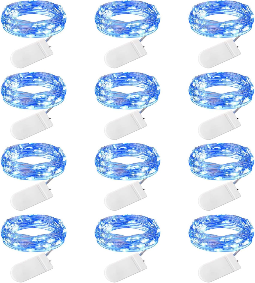 Brightown 12 Pack LED Fairy Lights Battery Operated String Lights - 7ft 20LED Waterproof Silver Wire Firefly Starry Moon Lights for DIY Crafts Wedding Table Centerpieces Party Bedroom Christmas