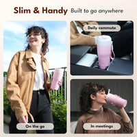 Tastee Heated Coffee Mug – 12oz Portable Travel Mug with 1℉ Precise Temperature Control, 8-Hour Heat Retention, 30W Fast Charging, Leak-Proof, Wide Mouth, Gift-Ready for Office, Home & Outdoor(Pink)