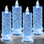 Rose Shadow LED Flameless Candles, 6PCS Romantic Battery Operated Candles Led Pillar Candles for Valentines Anniversary Wedding Christmas Decorations(White, D 2.5" x H 7.2")