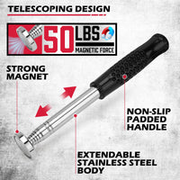 Magnet Sweeper Magnetic Nail Roller: 17-Inch Heavy Duty Magnet Nail Pickup Rolling Tool with Telescoping Adjustable Handle 8.8-Pound Capacity Ideal for Workshop Garage Yard Construction Cleanup