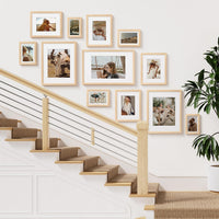 Vittanly 8x10 Picture Frame Set of 2, Solid Wood Frame for Wall or Tabletop, Display Photo 5x7 with Mat or 8x10 without Mat, Natural