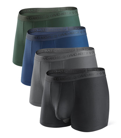 DAVID ARCHY Men's Underwear Modal Boxer Briefs Trunks Multi-Pack | Dual Pouch with Fly, Ultra Soft Second Skin Feel, Breathable Stretch Spandex, Anti Chafing, Daily Lounging Work Travel