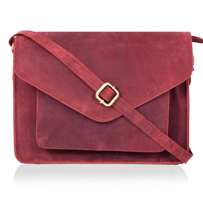 Leather Flapover Crossbody Handbag Purse for Women with Adjustable Strap & Overflap Snap Closure Tote/Bag