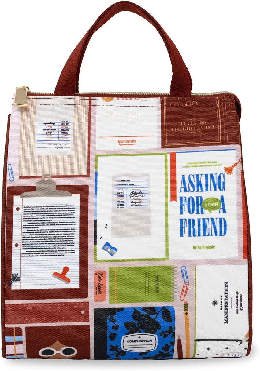 Kate Spade New York, Portable Soft Cooler Lunch Bag with Silver Insulated Interior Lining and Storage Pocket, Joy Dot