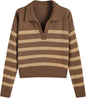 CIDER Women’s Polo Sweater Striped Collared Lightweight Long Sleeve V Neck Pullover Fall Sweater Tops 2025