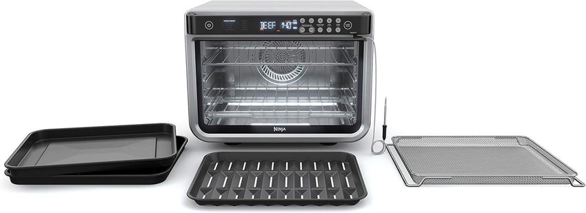 Ninja DT251 Foodi 10-in-1 Smart XL Air Fry Oven, Bake, Broil, Toast, Roast, Digital Toaster, Thermometer, True Surround Convection up to 450°F, includes 6 trays & Recipe Guide, Silver