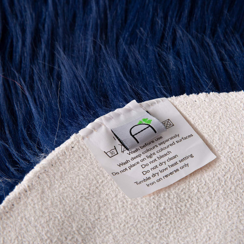 Ashler Faux Fur Rug, Dark Blue Area Rugs, Fluffy Sheepskin Fur Rug, Fuzzy Ultra Soft 2 x 6 Ft Rugs, Machine Washable Shag Rug, Nursery Throw Rugs for Bed, Living, Kids Room