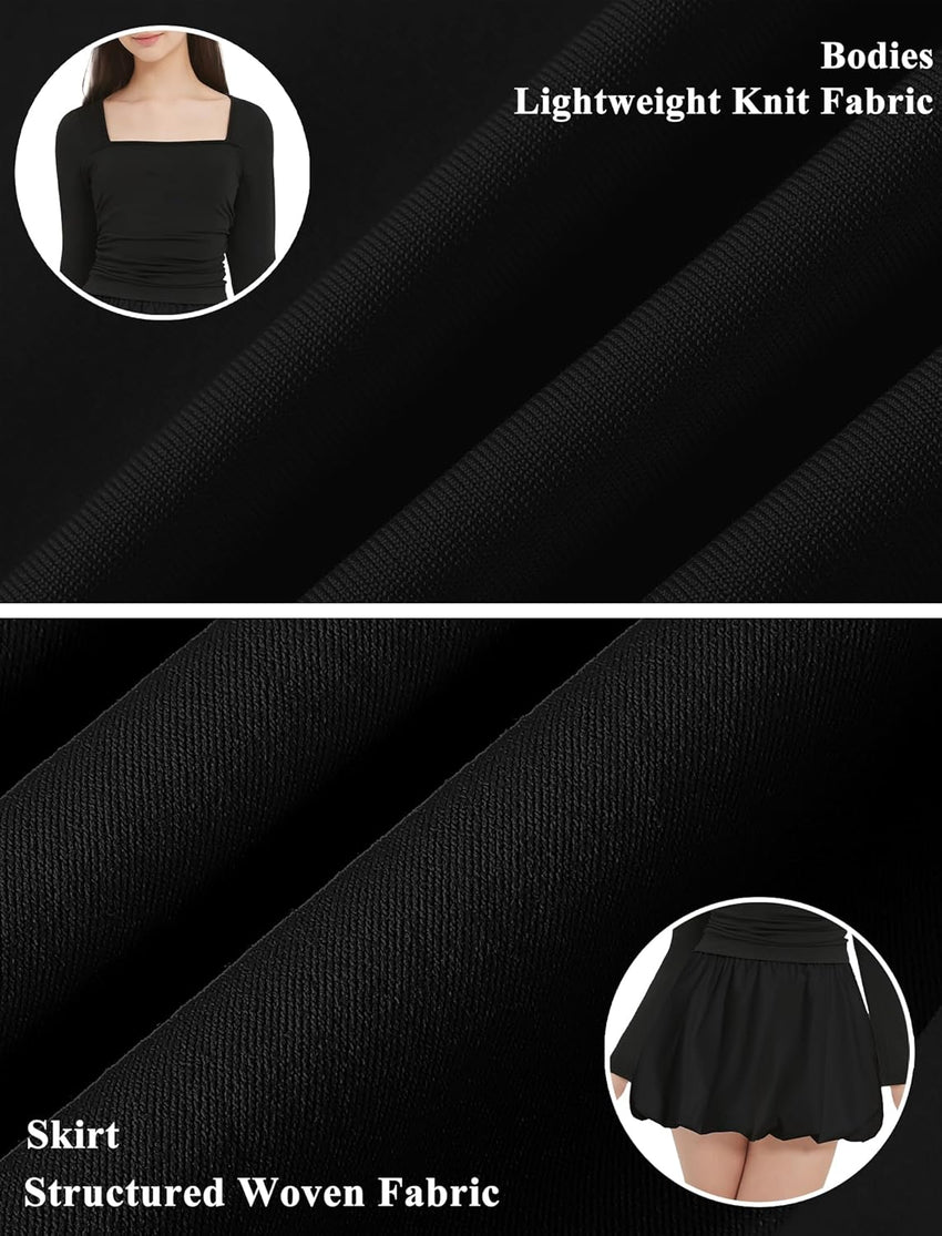 EXARUS Girls Dress Off The Shoulder Bodycon/Bubble Long Sleeve Teen Ruched Homecoming Dance Party Prom Tween Dresses