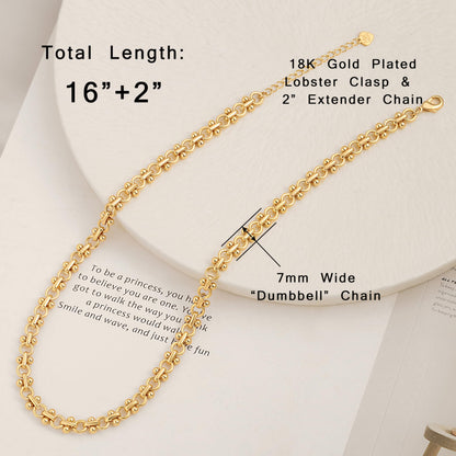 Aobei Pearl 18K Gold Plated Paperclip Chain Choker Satellite Chain Freshwater Cultured Biwa Pearl Pendant Necklace Dainty Turquoise Jewelry for Women