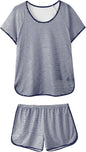 Hilinker Womens Sexy Pajama Set Ruched Lace Trim Cami and Shorts Summer Cute Pjs 2 Piece