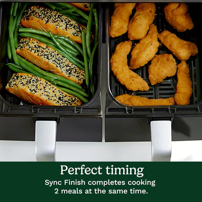 Cuisinart Dual Basket Air Fryer, Two Baskets Totals 11 QT, 4 Function Air Fryer to Air Fry, Roast, Bake & Keep Warm, Features Sync Finish & Settings, Toss Reminder, Automatic Warm Mode & Auto-Pause