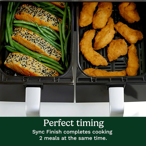 Cuisinart Dual Basket Air Fryer, Two Baskets Totals 11 QT, 4 Function Air Fryer to Air Fry, Roast, Bake & Keep Warm, Features Sync Finish & Settings, Toss Reminder, Automatic Warm Mode & Auto-Pause