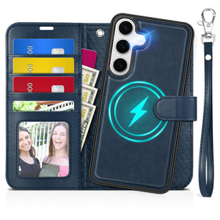 TUCCH Wallet Case for Galaxy S25 Ultra, Removable RFID Blocking [4 Card Slots] Wrist Strap Wireless Charging Kickstand PU Leather Magnetic Detachable Protective Cover for Galaxy S25 Ultra 6.9", Black